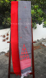 Grey & Red Soft Cotton Saree