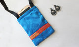 Blue & Pink Zari Cell Phone Pouch