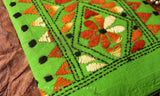 Leaf Green Floral Kantha Work Blouse Piece