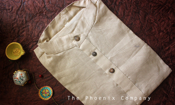 Beige Linen Short Kurta