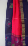 Elephant & Lotus Pink Soft Cotton Handloom Saree