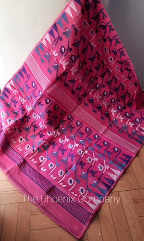 Pink Handloom Cotton Saree