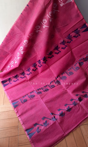 Pink Handloom Cotton Saree