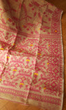 Biscuit & Dark Pink Cotton Saree