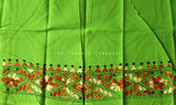 Leaf Green Floral Kantha Work Blouse Piece