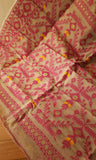 Biscuit & Dark Pink Cotton Saree