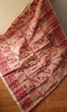 Biscuit & Dark Pink Cotton Saree