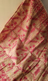 Biscuit & Dark Pink Cotton Saree