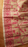 Biscuit & Dark Pink Cotton Saree