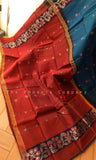 Red and Blue Cotton Saree