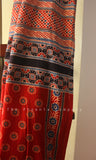 Red Ajrakh Cotton Saree