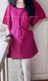 Pink Pintuck Cotton Short Kaftan