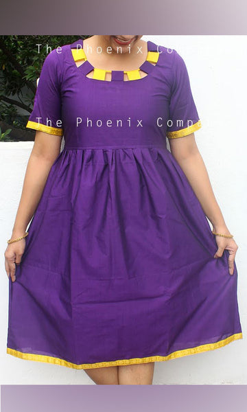 Dark Purple With Yellow Zari