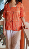 Orange Ikat Cotton Top