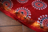 Dark Red Ajrakh Cotton Saree w/ Gold Zari Border