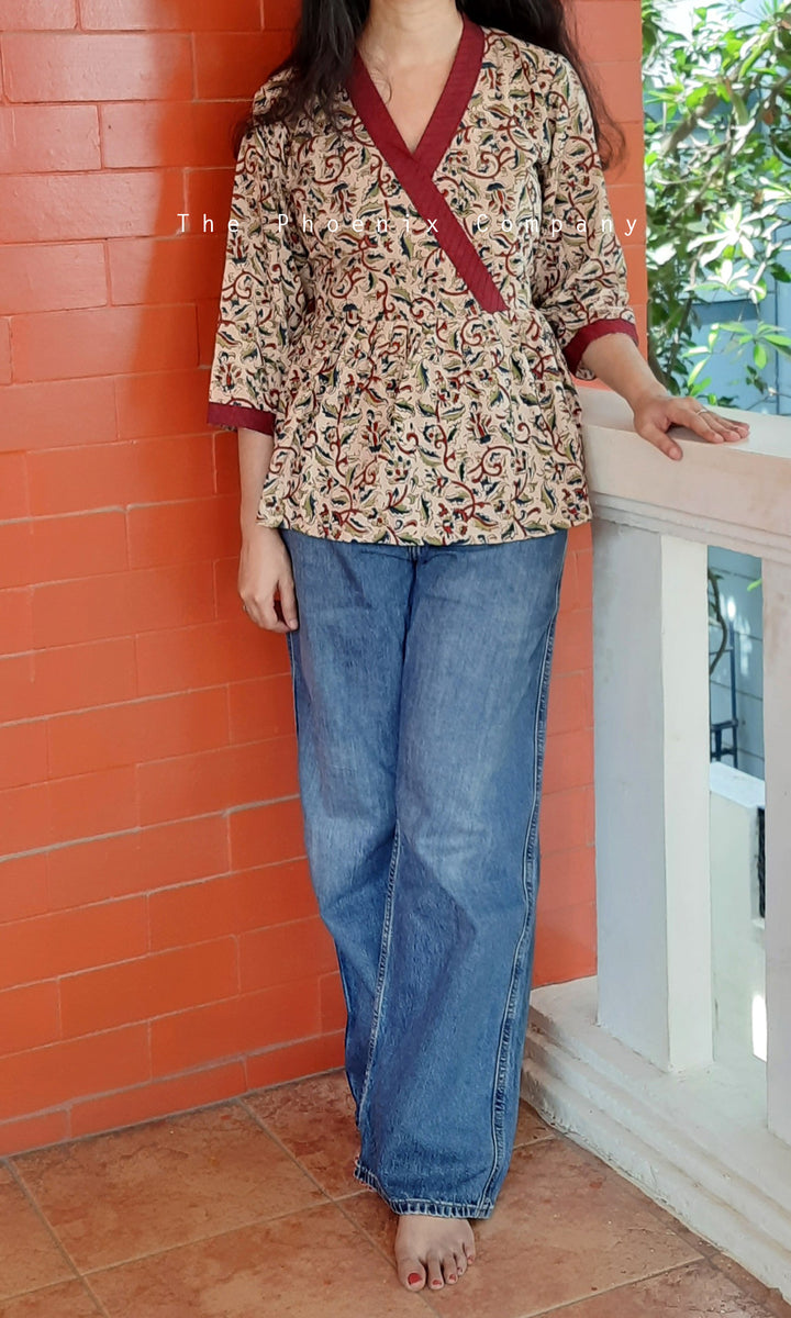 Off-white kalamkari print top - Main Image