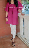 Pink Pintuck Cotton Short Kaftan