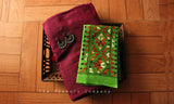 Leaf Green Floral Kantha Work Blouse Piece