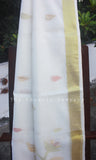 White Ahimsa Silk & Pineapple fibre saree