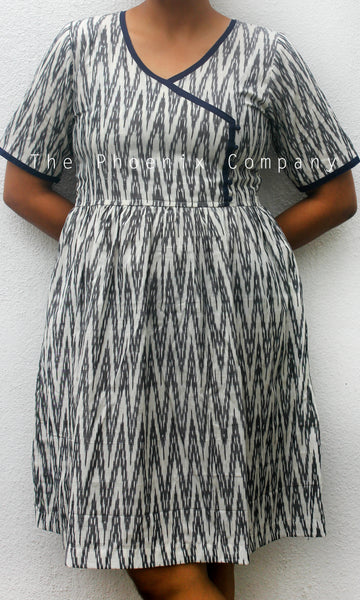 Grey & White Ikat Dress