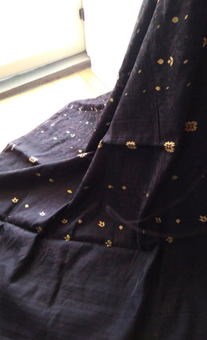 Black Handloom Ahimsa Silk Saree