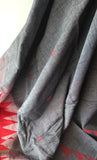 Grey & Red Soft Cotton Saree