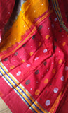 Red with Mustard Cotton Saree