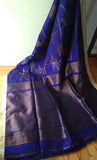 Deep Blue Banana & Pineapple Fibre Floral Saree