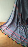 Kala Cotton Handloom Blue Bhujodi Saree