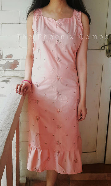 Light peach floral upcycled dress