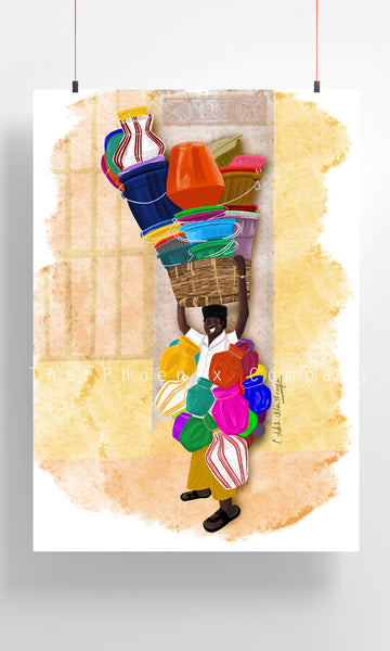 Man with pots & buckets