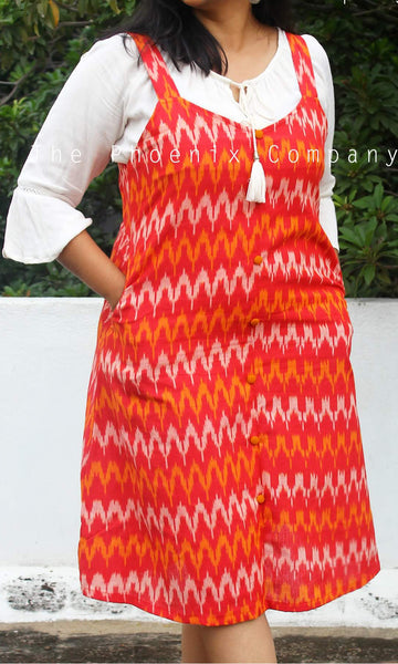 Red Ikat Dungarees