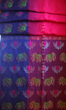 Elephant & Lotus Pink Soft Cotton Handloom Saree