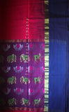 Elephant & Lotus Pink Soft Cotton Handloom Saree