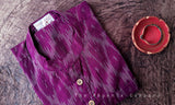 Magenta & White Ikat Cotton Short Kurta