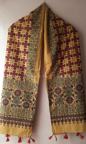 Blue Ajrakh Stole with Puzzle motifs