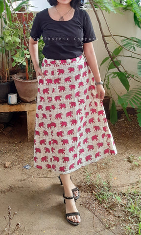 Pink Elephant Cotton Skirt