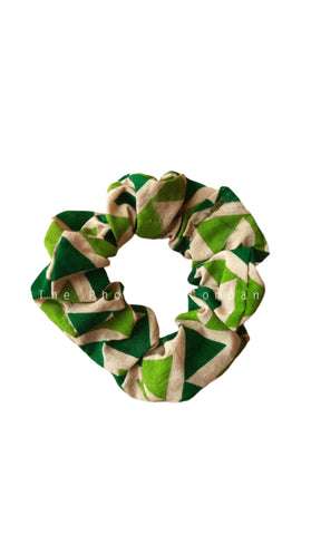 Green Triangles Scrunchie