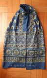 Blue & Lemon Yellow Ajrakh stole with flower motifs