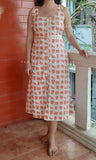 Off-white with Peach Elephant Print Cotton Dress