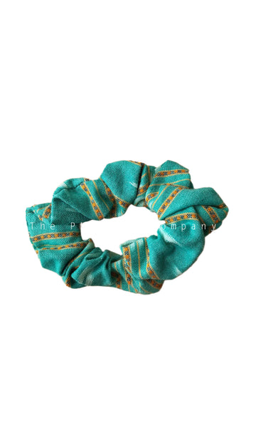 Teal Ikat Scrunchie