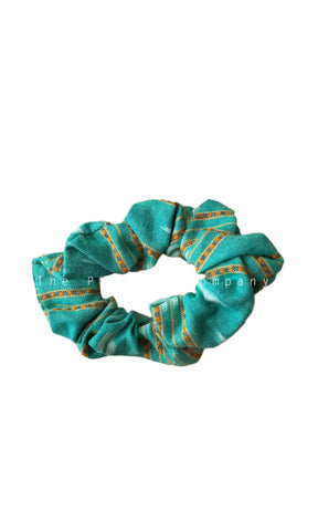 Teal Ikat Scrunchie