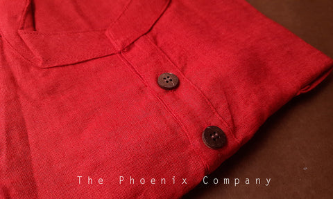 Red Organic Linen Short Kurta