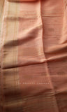 Light Peach Handloom Maheshwari Cotton Linen Saree