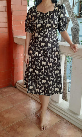 Black Animal Print Cotton Dress