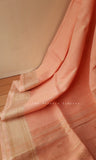 Light Peach Handloom Maheshwari Cotton Linen Saree