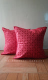 Red Applique work Cushion Covers (Set of 2)