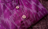 Magenta & White Ikat Cotton Short Kurta