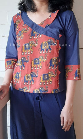 Elephant Print Short Cotton Top