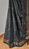 Black w/bronze threadwork Jute Silk Saree